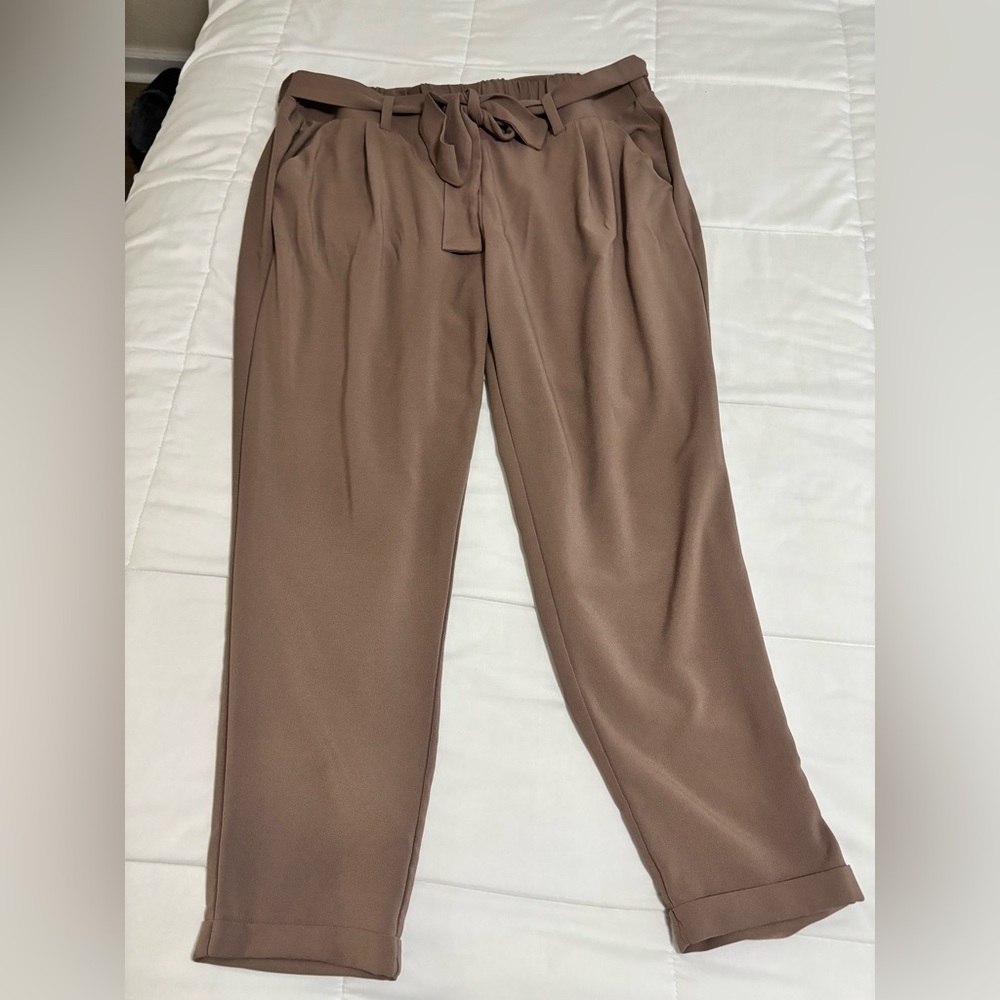 torrid Taupe Paperbag Waist Trousers